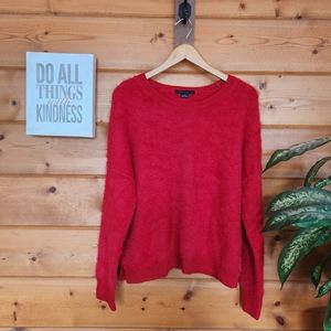 Sanctuary Fluff It Up Red Eyelash Sweater Drop Sleeve Fuzzy Stretch Top Sz Small